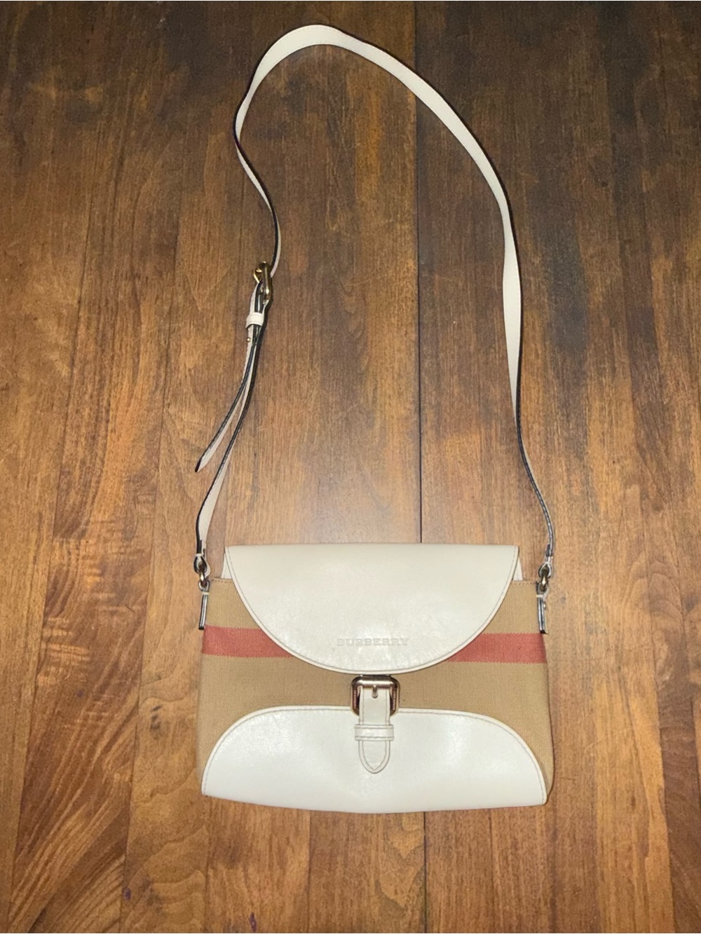 Burberry Canvas House Check Small Henham Crossbody White